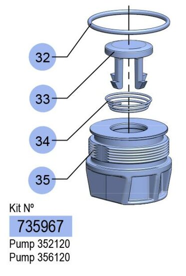 Samoa repair kit voetklep Pumpmaster PM2 1:1 oliepompen 352120 en 356120