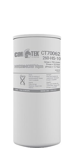 CimTek spin-on filterelement Hydrosorb  260 HS-II-10 65 l/min 10 mu