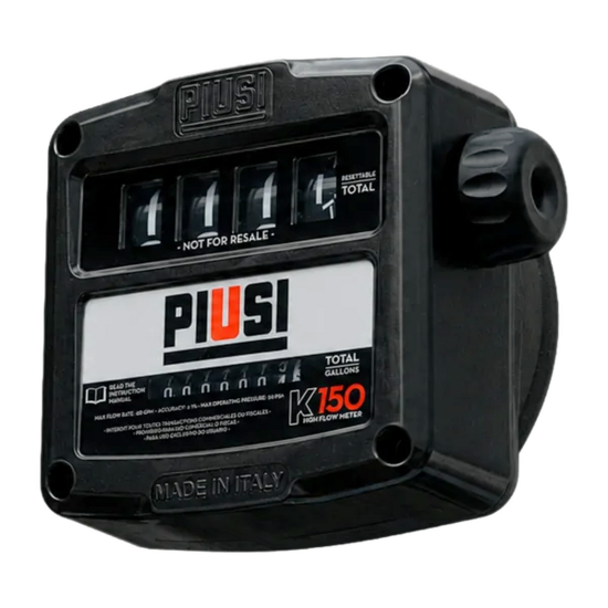 Piusi K150 Mechanische doorstroommeter ATEX G1 BSP 25-150 l/min versie D  IN=LI UIT=RE
