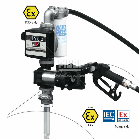 Piusi DRUM EX50 Vatpompset Benzine-en Diesel + meter Atex