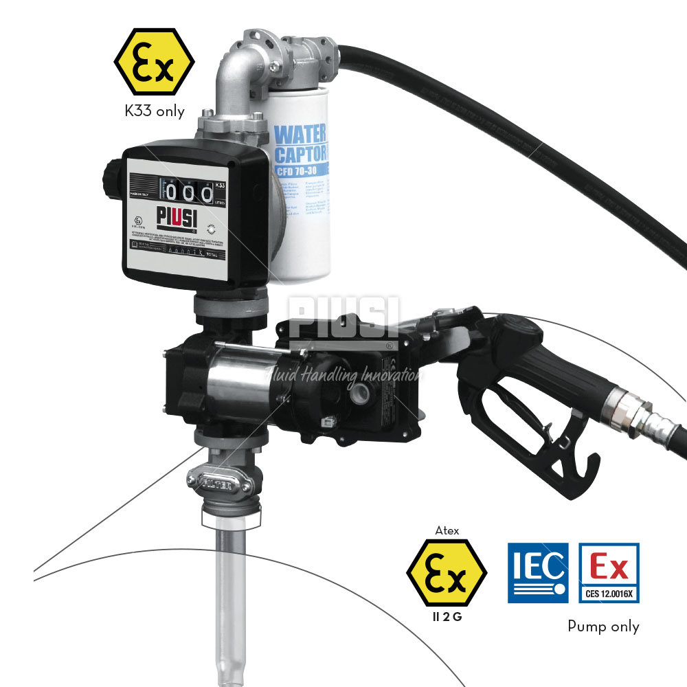 Piusi DRUM EX50 Vatpompset Benzine-en Diesel + meter Atex